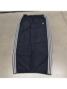 Vintage 2004 Adidas Black and White Baggy Wide Leg 3 Stripes Mesh Lined Nylon